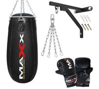 MAXX Tear Drop Bags Set Heavy Filled Punch Bag Boxing Set With Wall Bracket or Ceiling Hook + Free Chain, Buy as Single Punching Bag With Choice Given (Bag With Bracket +Mitts)