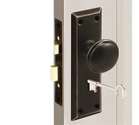 MaxxGeek Mortise Keyed Lock Set with Classic Knobs, Perfect for Replacing Broken Vintage Antique Door Knob Sets, Fits 1-3/8 in.-1-3/4 in. Interior Doors, Oil Rubbed Bronze, 1 Pack