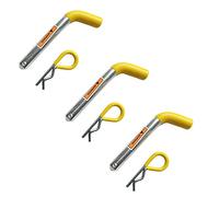 MaxxHaul 50565 3 Pack Trailer Hitch Pin & Clip with Rubber-Coated Vinyl Yellow Grip, 5/8" Diameter, Fits 2" Receiver