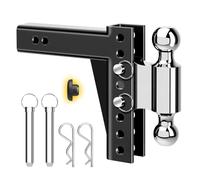 MaxxHaul 50963 Adjustable Dual Ball Mount Fits 2 Inch Receiver 6 inch Drop 7.5" Rise with 2 inch and 2-5/16" Hitch Balls