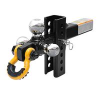 MaxxHaul 51003 Three Ball Trailer Hitch Bracket with Hook and Rotating Tow Pin, 2" Receiver, 5,000 LB Capacity, Heavy Duty with 1-3/4", 5.1 Hitch