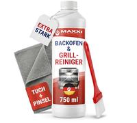 MAXXI CLEAN Oven & Grill Cleaner - The Original | 1 x 750 ml Gel, 1 x Brush and 1 x Microfibre Cloth | Self-Working Cleaner and Grease Remover | for Hob & Grill | Dissolves Incrustations
