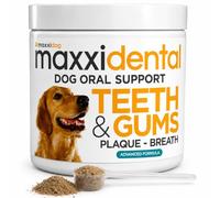 maxxidental Dog Dental Powder | Oral Care Supplement for Teeth, Gums, Plaque, Tartar and Fresh Breath | Kelp, Zeolite, Papain, Probiotics | Easy Sprinkle Formula | 140g