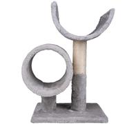 maxxpro Cat Scratching Post with Tunnel Plush and Sisal Grey