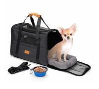 maxxpro Travel Bag Dog/Cat - 44 x 31 x 34 cm - Foldable Feeding Bowl/Pet Bed - Shoulder Strap and Carry Handle - Up to 5 kg - Grey