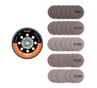 MAXXT 125mm Hook & Loop DA Sander Backing Plate Pad + 30 Sandpapers (5 Grits P80/P120/P180/P220/P320) - Compatible with MAXXT R7303 Brushless Orbital Sander