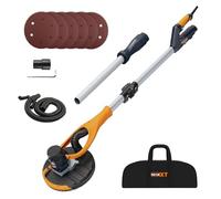 MAXXT 180° Swivel Head Plasterboard Sander - Telescopic Handle (1.2m-1.7m) with Dust Extraction, Corner Side Disc, Constant Power & 5-Speed Memory | Includes 6 Sanding Discs