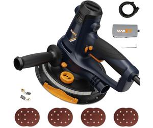 MAXXT 810W Handheld Drywall Sander, Electric Sander for Walls,Rough and fine Sanding - Variable Speed, Upgraded Pad, Adjustable Suction, Self-Dust-Extraction, 8 Pcs Sanding Discs