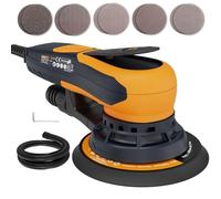 MAXXT Vibrant Orange 150mm Brushless Orbital Sander | 5.0mm Eccentric with 6-Speed Control | Low-Vibration Design & Advanced Dust Extraction for Woodworking, Car Detailing, DIY
