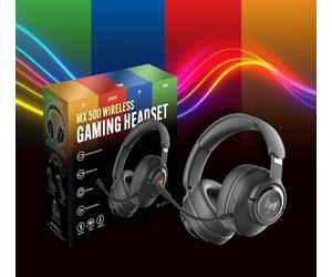 MaxxTech MX500 Multiplatform Wireless Gaming Headset | Wired/Wireless/Bluetooth, USB dongle, 50mm Audio Drivers, LED Lights with detachable microphone