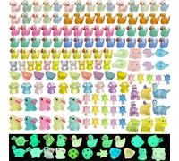 MAXXYUN 150PCS Mini Resin Animals, 44 Styles Tiny Glow in The Dark Mini Animals Mixed, Small Plastic Animal Figures Miniature Resin Animals for Micro Garden Landscape Aquarium Dollhouse Decor