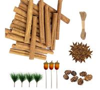 MAXXYUN 44Pcs Christmas Wreath Making Supplies,Cinnamon Stick,Star Anise,Pine Cones,Artificial Acorn Green Pine Needles Branches,Jute Twine String, Christmas Wreath Tree Craft Decoration