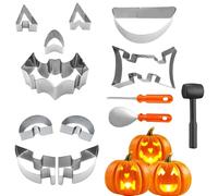 MAXXYUN Pumpkin Carving Kit, Stainless Steel DIY Pumpkin Carving Tools with Stencils, Halloween Pumpkins Carvi ng Set Including Hammer for Adults Kids Halloween Decoration