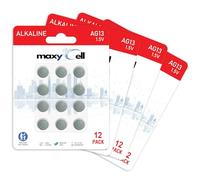 MaxyCell AG13 LR44 Alkaline Button Coin Cell Battery 1.5V Long-Lasting Reliable Power for Watches, Hearing Aids, Calculators, LED Lights, Leak-Proof Design, Long Life CR44 SR44 303 357 675 (48 Pack)