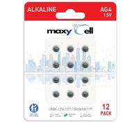 MaxyCell AG4 LR626 Alkaline Coin Cell Battery 1.5V High-Capacity Long-Lasting Reliable Power for Watches, Toys, Key Fobs, Calculators, Hearing Aids, Electronics - Leak-Proof SR626 377 G4-12 PACK