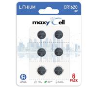 MaxyCell CR1620 Lithium Coin Cell Battery 3V High-Capacity Long-Lasting Reliable Power for Watches, Key Fobs, Toys, Calculators, Medical Devices, Thermometers, Leak-Proof DL1620 ECR1620 (6 Pack)