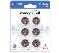 MaxyCell CR2032 Lithium Coin Cell Battery 3V - Long-Lasting, Reliable Power for Watches, Key Fobs, Fitness Trackers, Remotes & Compatible with AirTag - Leak-Proof Design - 6 PACK