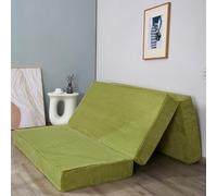 MAXYOYO Folding Corduroy Mattress, Tri Fold Floor Mattress 15cm thick with Washable Cover,Foldable in Three,Space-Saving for Guest (Olive, King)