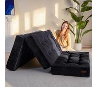 MAXYOYO Folding Mattress Double, Comfy Corduroy Foldable Mattress with 15cm Thicken Foam, Tri-Fold Floor Futon Sofa Bed for Guest, 150x200cm