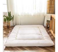 MAXYOYO Futon Mattress, Padded Japanese Floor Mattress, Extra Thick Folding Sleeping Pad, Breathable Floor Lounger, Guest Bed for Camping, Couch (Off-White, Single)