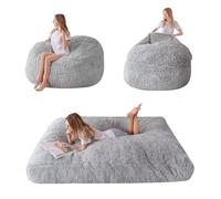 MAXYOYO Giant Bean Bag Bed - Convertible Folds from Bean Bag Chair to Bed - Large Sofa with Plush Cover and Fluffy Filling Included for Adult, Couples, Guest (Gray, King)