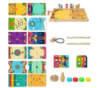 Maxzola inc. 10 in 1 Wooden Fast Sling Puck, Air Hocky Table, Bowling, Hockey Board Slingshot Games for Kids Teens Adults Family Games Toy, Ages 3+