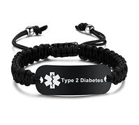 MAXZOOL Medical Alert Bracelets for Women Men,Medical ID Bracelet for Men,T1D T2D Diabetes Epilepsy Medical Alert Disease Awareness Bracelet, Metal, no gemstone