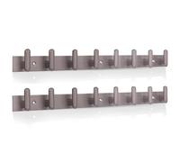 Maxzwell Black Satin Finish Wall Mounted Hook Rails | Coat Rack Wall Mounted Made from Heavy Duty Aluminium with 8 Anti-Slip Hooks |Rust-Resistant,Easy to Install for Coats, Towels & Bags(Pack of 2)