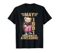 May 1991 35th Birthday 35 Year Teddy Bear Being Awesome T-Shirt