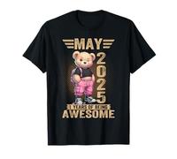 May 2025 1st Birthday 1 Year Teddy Bear Being Awesome T-Shirt