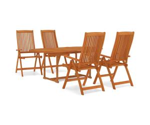 (May-52) vidaXL Solid Wood Eucalyptus Garden Dining Set with/without Footrest 5/7 Piece