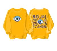 May All Negative Energy Be Returned To Sender Sweatshirt, Evil Eye Sweatshirt, May All Negative Energy Be Returned Shirts Yellow