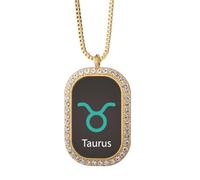 May April Taurus Constellation Pattern Necklace Pendant Diamond Crystal Golden Jewelry