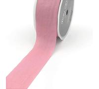 May Arts Beautiful Dusky Pink 38mm Faux Silk Solid Wrinkle Ribbon on a 2m Length (N.B. This is Cut from a roll, Presented on a Bertie's Bows Ribbon Card)