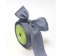 May Arts Beautiful Slate Blue 32mm Pure Silk Ribbon on a 2m Length (N.B. This is a Cut from a roll, Presented on a Bertie's Bows Ribbon Card)