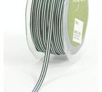 May Arts Green & White 5mm Grograin Stripe Ribbon on a 3m Length (N.B. This is a Cut from a roll)