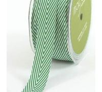 May Arts Ribbon Green Striped Twill 20mm on a 3m Length (N.B. This is a Cut from a roll)