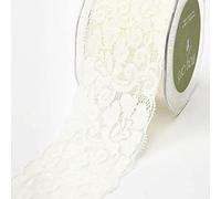 may arts Ribbon Ivory Elasticated 62mm Lace - Price per metre (N.B. This is a Cut from a roll, Presented on a Bertie's Bow's Ribbon Card)
