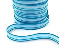 May Arts Ribbon Turquoise, White & Blue 12mm Grosgrain Stripe on a 3m Length (N.B. This is a Cut from a roll)
