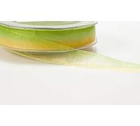 May Arts Yellow & Green Ombre Sheer 16mm Ribbon on a 3m Length (N.B. This is Cut from a Roll, Presented on a Bertie's Bows Ribbon Card)