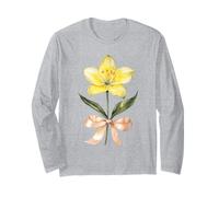 May Birth Month Yellow Lily Watercolor Floral Bloom Long Sleeve T-Shirt