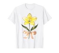 May Birth Month Yellow Lily Watercolor Floral Bloom T-Shirt