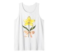May Birth Month Yellow Lily Watercolor Floral Bloom Tank Top