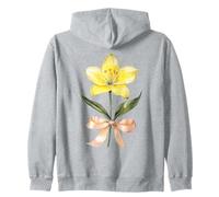 May Birth Month Yellow Lily Watercolor Floral Bloom Zip Hoodie
