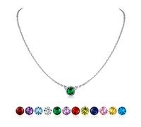 May Birthstone Silver Necklace Green Crystal Pendant Mother Gifts