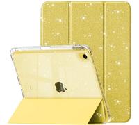 May Chen Case for iPad Air 11 (M3 2025 / M2 2024) 7th 6th, iPad Air 4 & 5 10.9 Inch 5th 4th (2022/2020) - Glitter Cover with Sparkly Clear Back, Wake/Sleep with Pencil Holder for Kids Grils - Gold