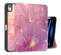 May Chen Case for M3 iPad Air 13 inch Cover with M2 Chip 2025 2024, Tablet Cases Trifold Stand + Pencil Holder + Auto Wake/Sleep + Soft TPU Protective Stand Back Cover, Abstract Pink Flowers