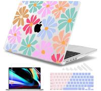May Chen Case for M4 MacBook Pro 14 inch Case A3112 A3401 Max A3185, M3 A2918 A2992, M2 A2779 M1 A2442, 2024 2023 2022 2021 Release, Plastic Hard Shell Case with Keyboard Cover, Groovy Flower