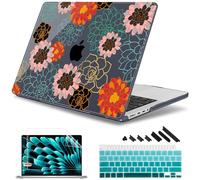 May Chen Case for M4 MacBook Pro 14 inch Case A3112 A3401 Max A3185, M3 A2918 A2992, M2 A2779 M1 A2442, 2024 2023 2022 2021 Release, Plastic Hard Shell with Keyboard Cover, Flower