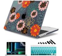 May Chen Case for M4 MacBook Pro 16 inch A3403 Max A3186, M3 A2991 M2 A2780 M1 A2485 Pro Max 2024 2023 2022 2021 Release, Plastic Hard Shell Case with Screen Pretector&Keyboard Cover, Flower